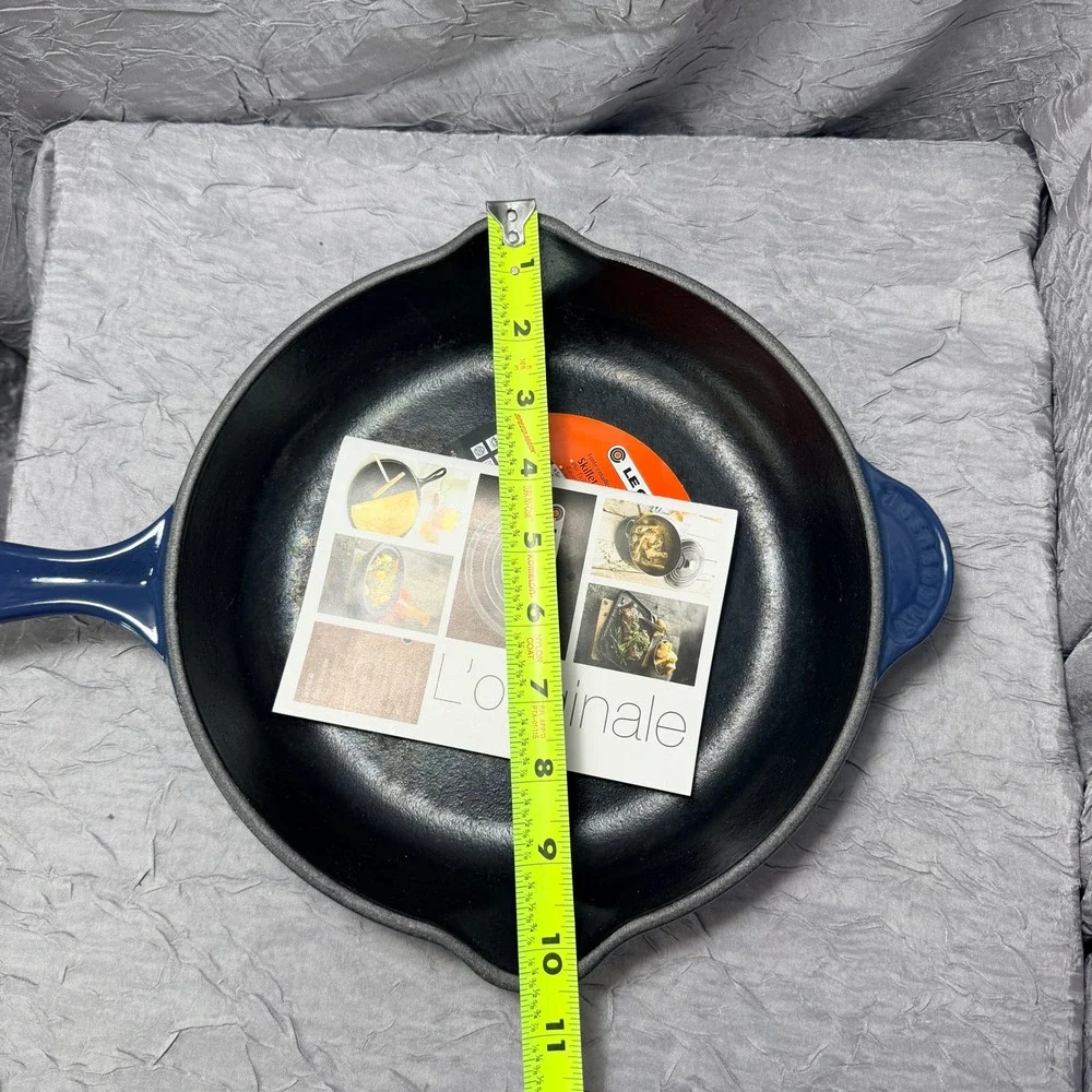 Le Creuset 10.25 Inch Enameled Cast Iron Signature Skillet Marseille Blue France
